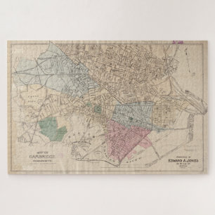 Puzzle Carte vintage de Cambridge Massachusetts (1891)