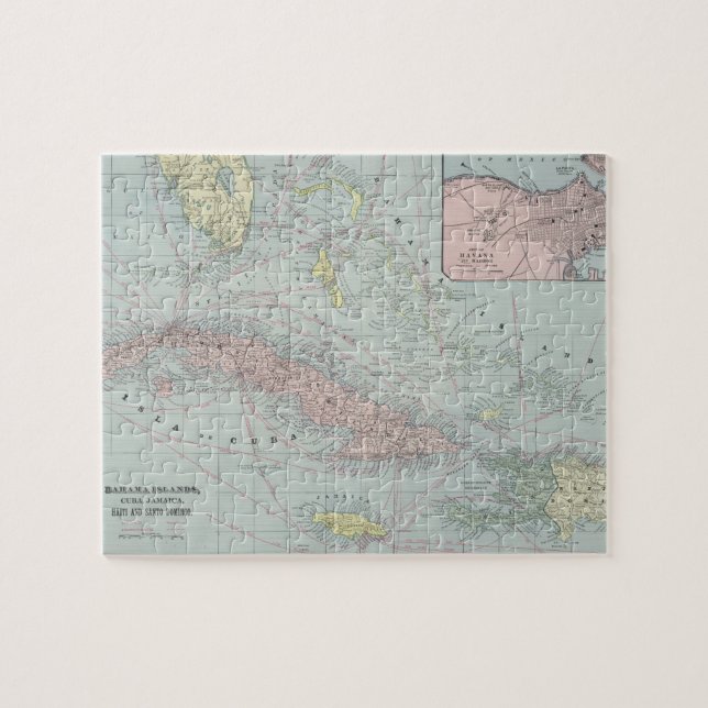 Puzzle Carte vintage de Caribbean (1901) (Horizontal)