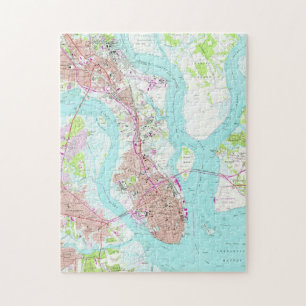 Puzzle Carte vintage de Charleston la Caroline du Sud