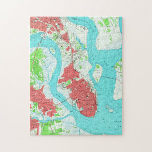 Puzzle Carte vintage de Charleston la Caroline du Sud
