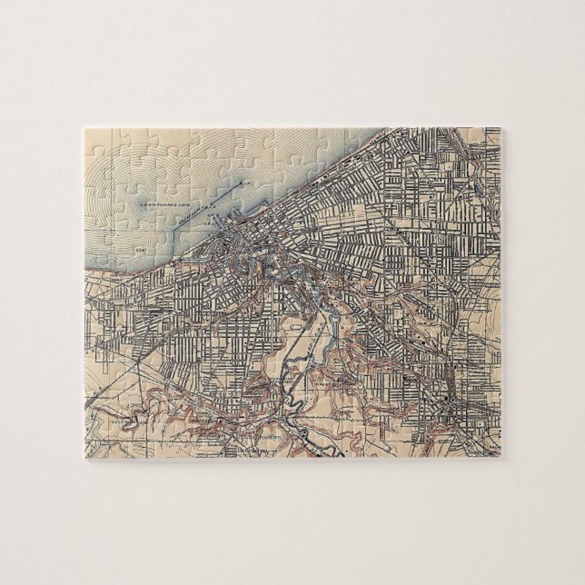 Puzzle Carte vintage de Cleveland (1904) (Horizontal)