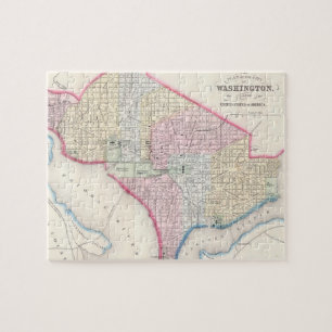 Puzzle Carte vintage de DC de Washington (1864)