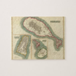 Puzzle Carte vintage de diverses îles des Caraïbe