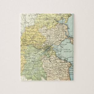 Puzzle Carte vintage de Dublin et d'abords (1900)