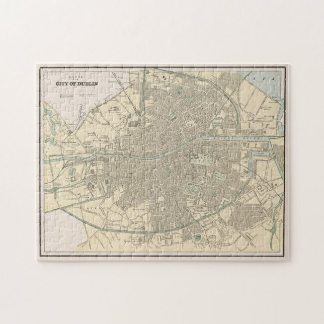 Puzzle Carte vintage de Dublin Irlande (1901) (Horizontal)
