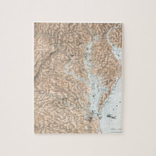 Puzzle Carte vintage de la baie de chesapeake (1861)