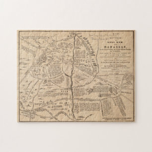Puzzle Carte vintage de la bataille de Bull Run (1861)