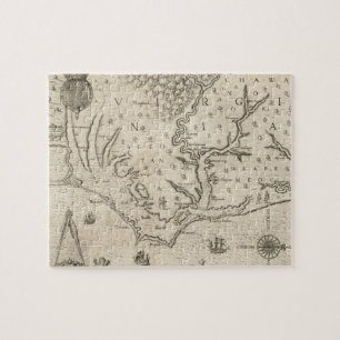 Puzzle Carte vintage de la Caroline du Nord côtière