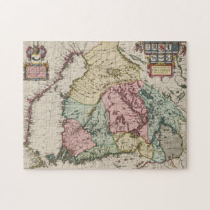 Puzzle Carte Vintage de la Finlande (1665)