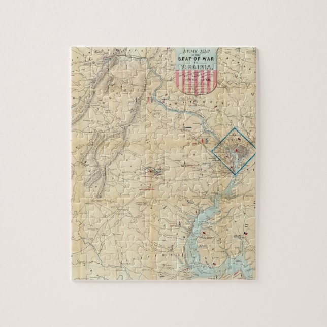Puzzle Carte Vintage de la guerre civile en Virginie du N (Vertical)
