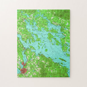Puzzle Carte vintage de lac Winnipesaukee (1956)