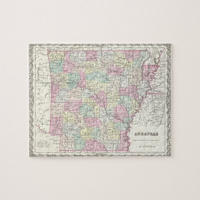 Puzzle Carte vintage de l'Arkansas (1855) (Horizontal)
