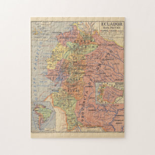 Puzzle Carte vintage de l'Équateur (1913)