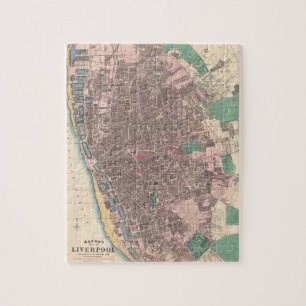 Puzzle Carte vintage de Liverpool Angleterre (1890)