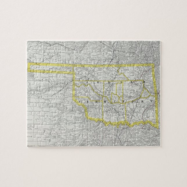 Puzzle Carte vintage de l'Oklahoma (1889) (Horizontal)