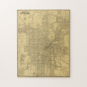 Puzzle Carte vintage de Los Angeles CA (1914)