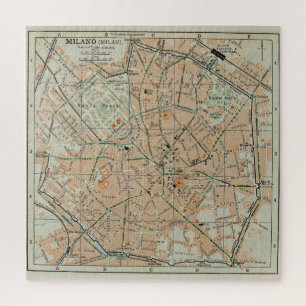 Puzzle Carte vintage de Milan Italie (1911)