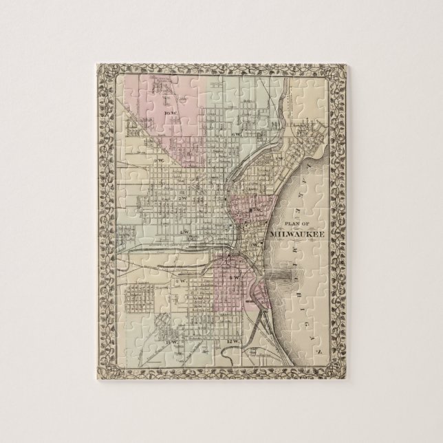 Puzzle Carte vintage de Milwaukee (1880) (Vertical)