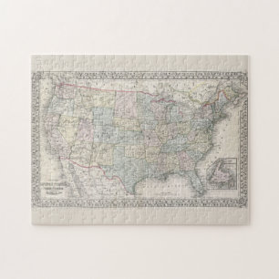Puzzle Carte vintage de Mitchell des États-Unis (1867)