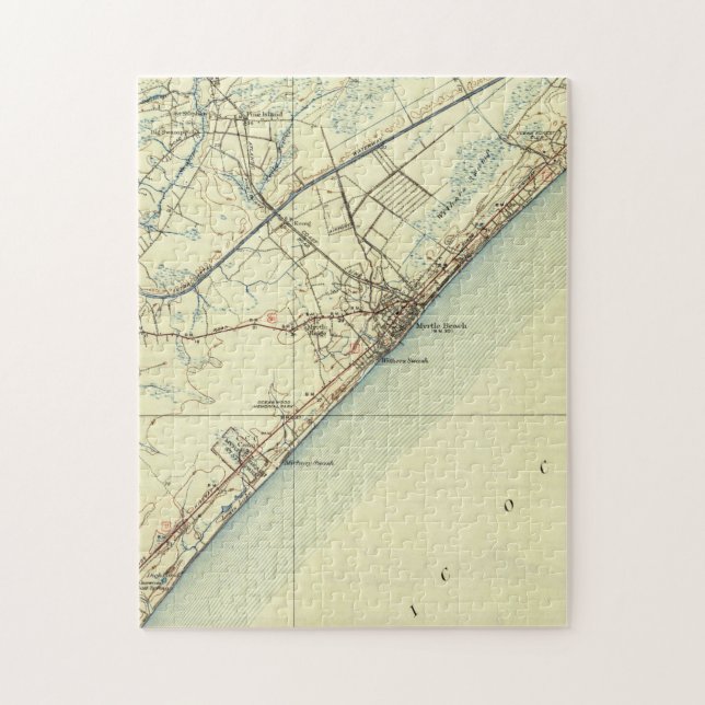 Puzzle Carte vintage de Myrtle Beach la Caroline du Sud (Vertical)