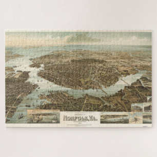 Puzzle Carte vintage de Norfolk Virginia (1892)