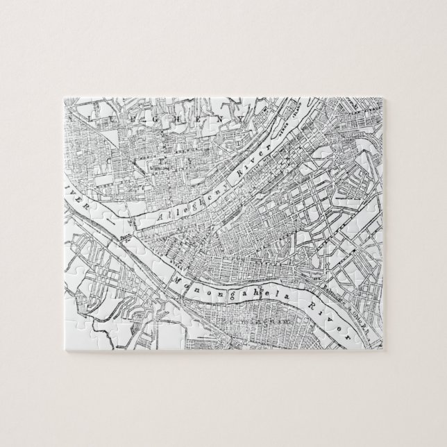 Puzzle Carte vintage de Pittsburgh (1885) (Horizontal)