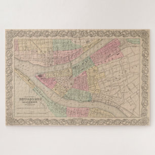 Puzzle Carte vintage de Pittsburgh PA (1855)