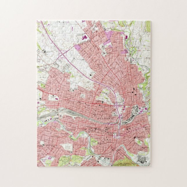 Puzzle Carte vintage de Roanoke la Virginie (1963) (Vertical)