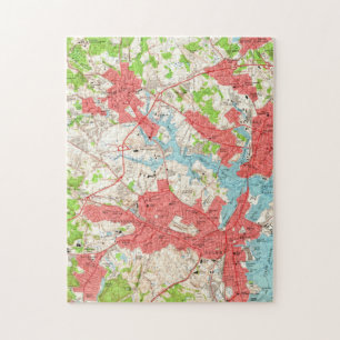 Puzzle Carte vintage de Salem le Massachusetts (1956)