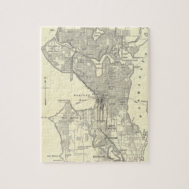 Puzzle Carte vintage de Seattle (1914) (Vertical)