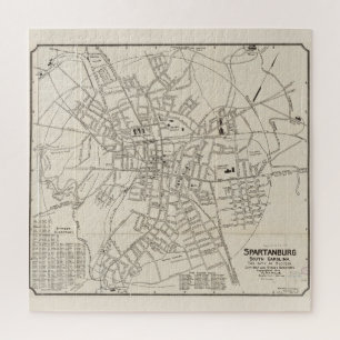 Puzzle Carte vintage de Spartanburg SC (1918)