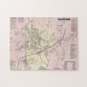 Puzzle Carte Vintage de Stamford CT (1867)
