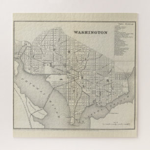 Puzzle Carte vintage de Washington DC (1866)