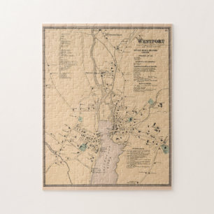 Puzzle Carte Vintage de Westport CT (1867)