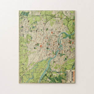 Puzzle Carte vintage de Wroclaw Pologne (1910)