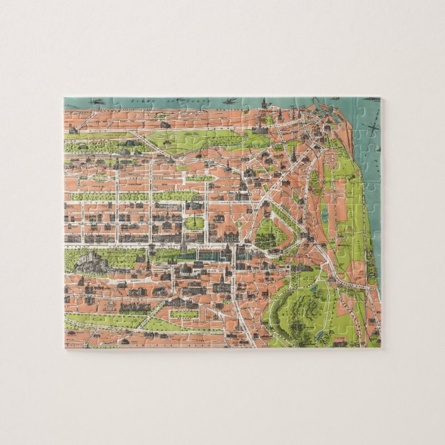 Puzzle Carte vintage d'Edimbourg Ecosse (1935) (Horizontal)