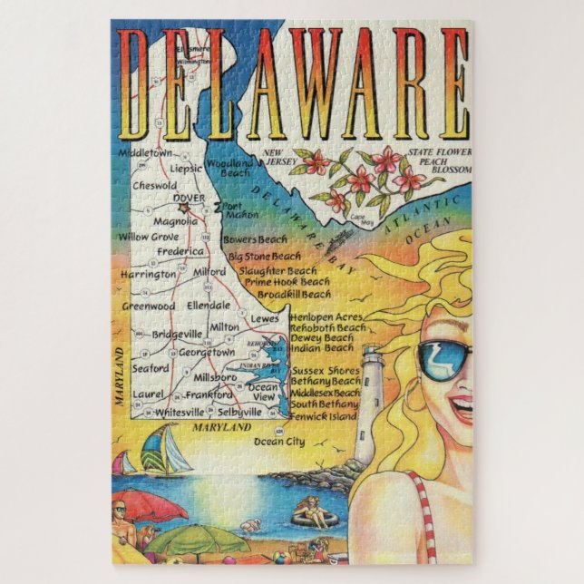 Puzzle Carte vintage Delaware 20x30 (Vertical)