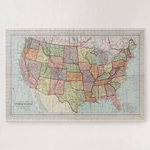 Puzzle Carte vintage des États-Unis (1887)