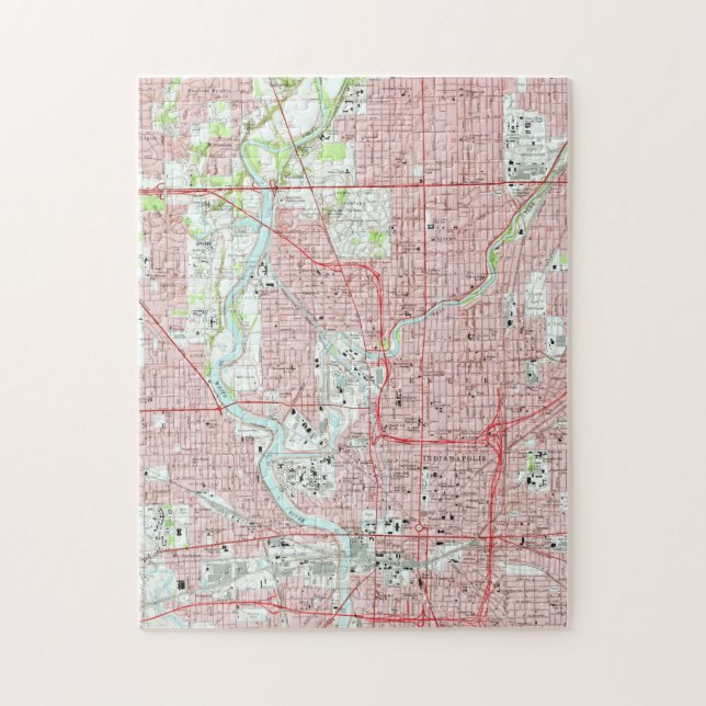 Puzzle Carte vintage d'Indianapolis Indiana (1967) (Vertical)