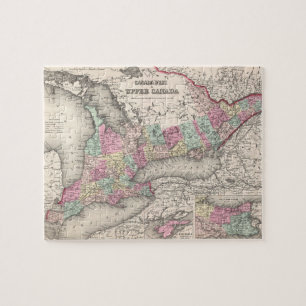 Puzzle Carte vintage d'Ontario (1857)