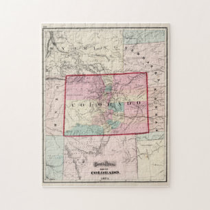 Puzzle Carte vintage du Colorado (1873)