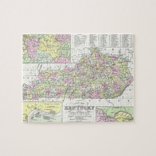 Puzzle Carte vintage du Kentucky (1850) (Horizontal)