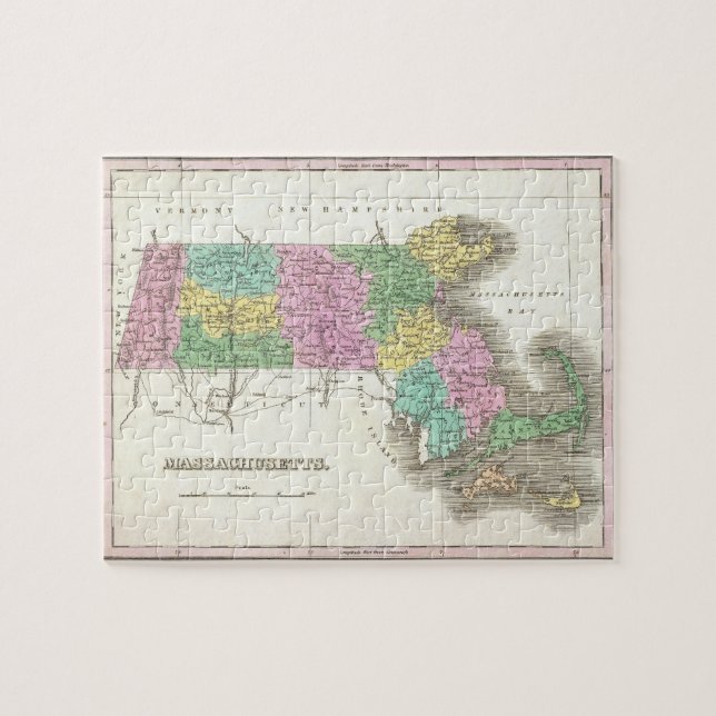 Puzzle Carte vintage du Massachusetts (1827) (Horizontal)