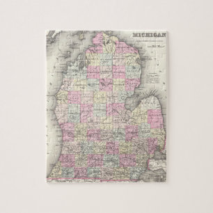 Puzzle Carte vintage du Michigan (1855)
