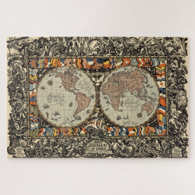 Puzzle Carte vintage du monde (1920) (Horizontal)