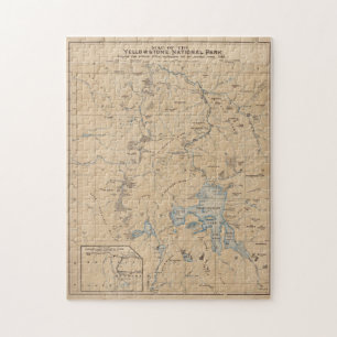 Puzzle Carte vintage du parc national Yellowstone (1889)