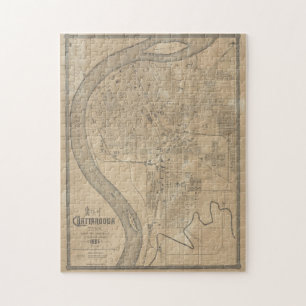 Puzzle Carte vintage du TN de Chattanooga (1885)