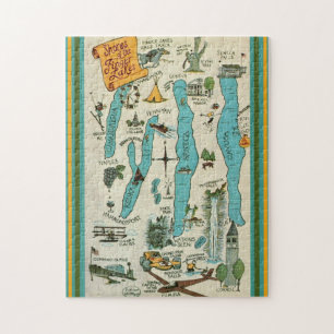 Puzzle Carte vintage Finger Lakes 11x14