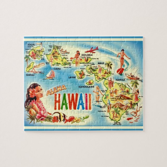 Puzzle Carte Vintage Hawaii (Horizontal)