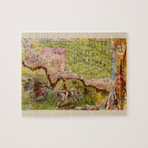 Puzzle Carte vintage Oklahoma Pictorial Territoire Indien